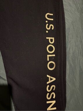 U.S. Polo Assn. Black Sweatpants with Gold Logo Side Print